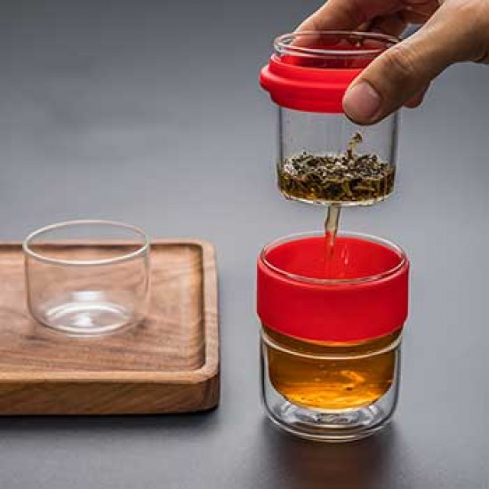 Mini Travel Glass Tea Cups Set