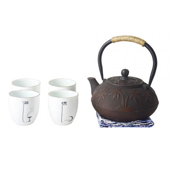 Red Maple Cast Iron Teapot Set Gift