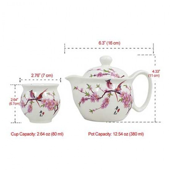 Chinese Ceramic Teapot And Tea Cups Set