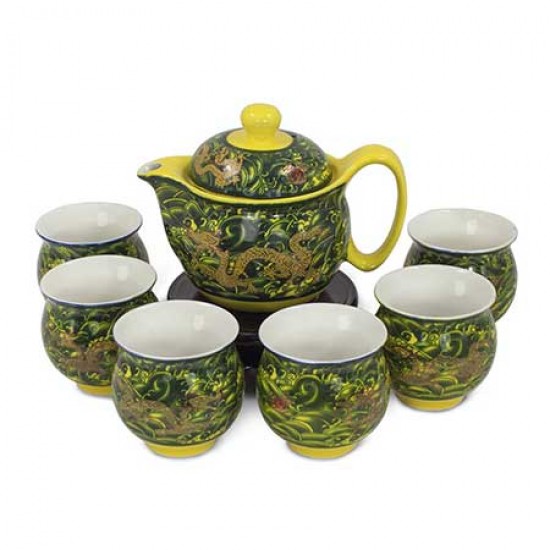 Chinese Dragon Ceramic Tea Pot Set