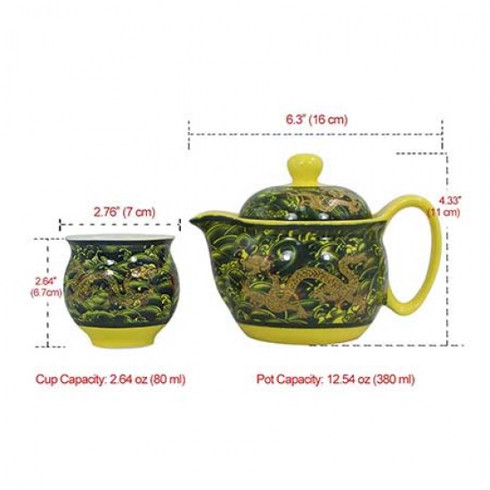 Chinese Dragon Ceramic Tea Pot Set