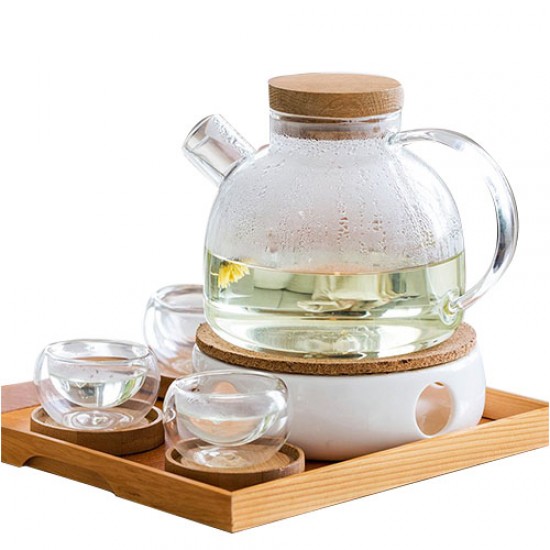 Borosilicate Glass Teapot Set With 4 Tea Cups