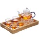 Clear Glass Teapot Set with Infuser 4 Glass Tea Cups