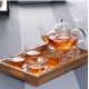 Clear Glass Teapot Set with Infuser 4 Glass Tea Cups