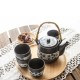 Japanese Tea Set With 4 Tea Cups (Blue dye)