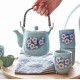 Japanese Teapot Set With 4 Cups (Blue cherry blossom)