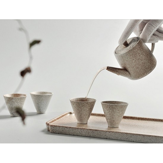 Japanese Style Ceramic Kungfu Tea Set with Tea Tray