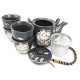 Lucky Cat Black Japanese Teapot Set With 4 Tea Cups