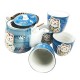 Lucky Cat Blue Japanese Teapot Set With 4 Tea Cups