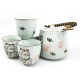 Lucky Cat White Japanese Tea Set With 4 Tea Cups