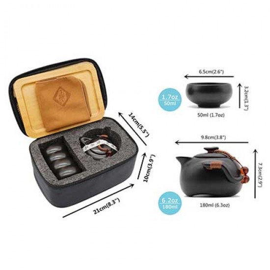 Black Travel Portable Ceramic Tea Sets