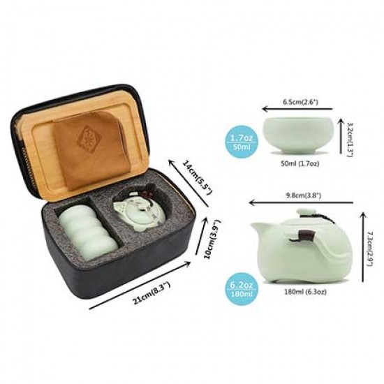 Green Travel Portable Ceramic Tea Set