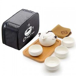 White Travel Portable Ceramic Tea Set