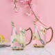 Enamels Butterfly Flower Clear Glass Tea Cup with Steel Spoon Set