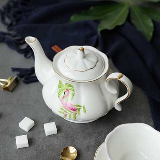 Bird Pattern Bone China British Teapot