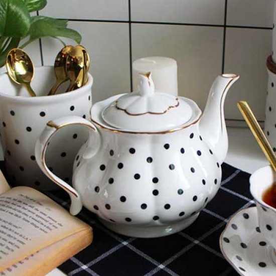 British Bone China Dot Teapot 