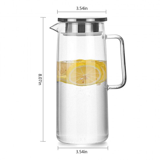 Borosilicate Glass Carafe with Stainless Steel Lid （1000ml/34oz）