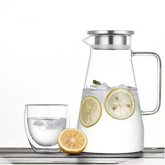 Glass Water Pitcher With Lid And Handle 1200ml