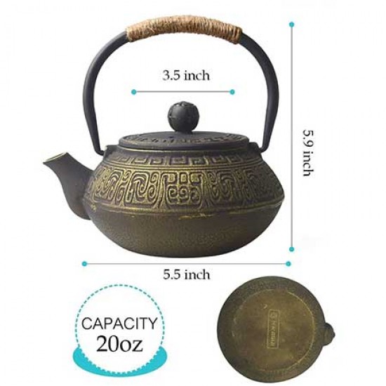 Chinese Classic Cast Iron Teapot 600ml/20oz