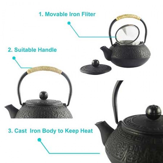 Chinese Style Cast Iron Teapot 600ml/20oz