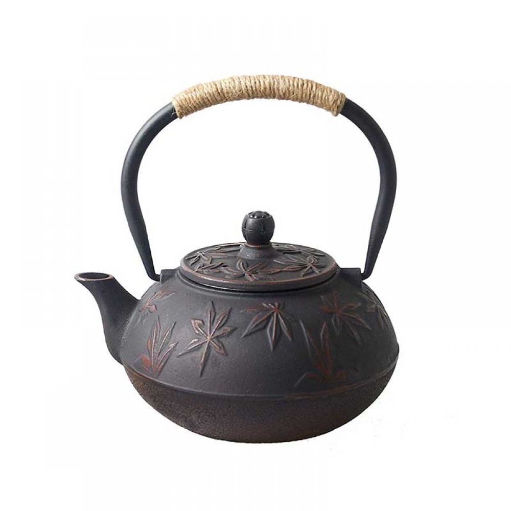 Red Maple Leaf Cast Iron Teapot And Tea Kettle For Sale