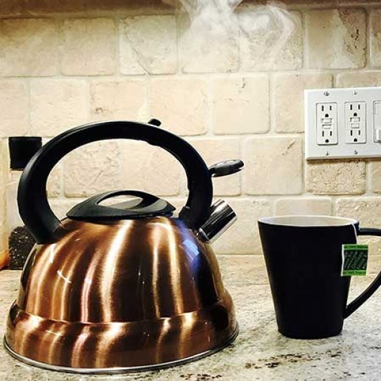 Brown Stainless Steel Whistle Tea Kettle